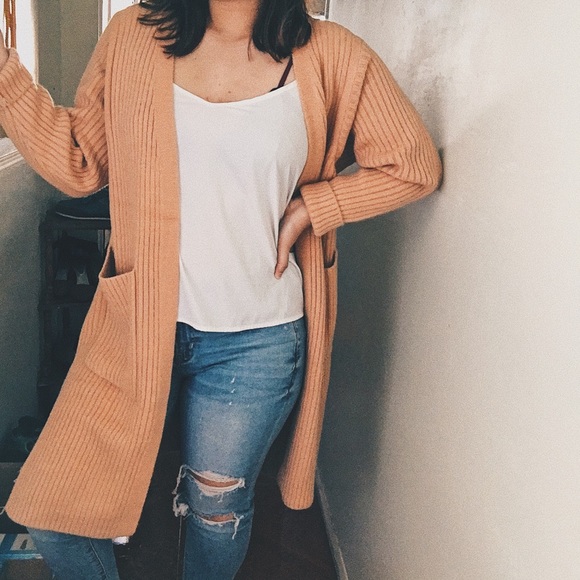 Coin 1804 Peachy Blush Rib Knit Long Cardigan - Picture 5 of 8